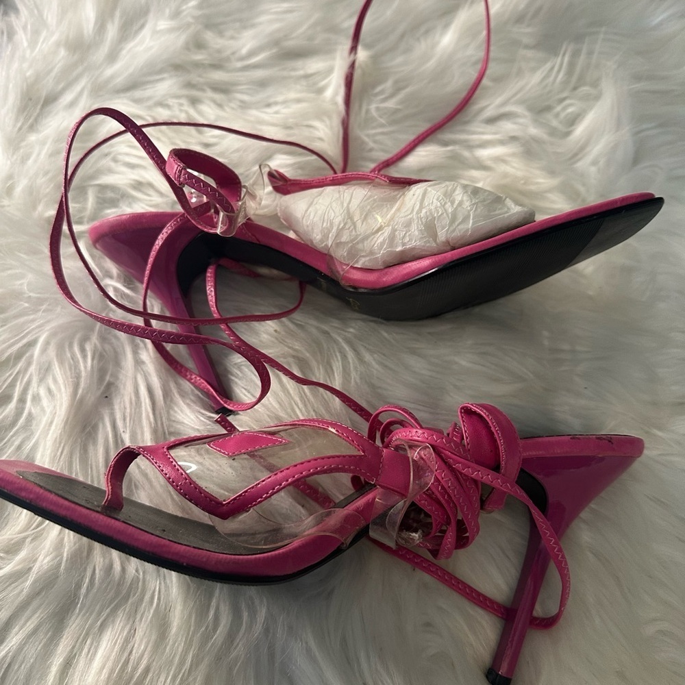 Pink Lace-Up Sandals - Picture 4 of 7